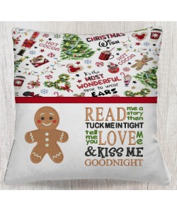 Gingerbread embroidery with read me a story reading pillow embroidery designs
