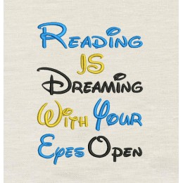 Reading is dreaming Embroidery Design