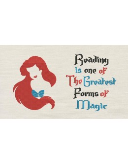 Little Mermaid Embroidery with Reading is one