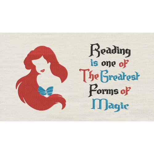 Little Mermaid Embroidery with Reading is one