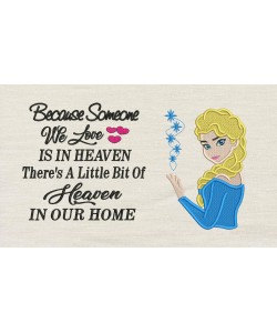 Elsa Frozen Embroidery v2 with Because Someone reading pillow embroidery designs