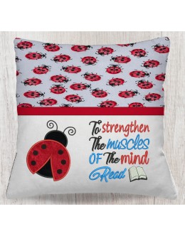 Ladybug with To Strengthen read reading Pillow Embroidery Designs