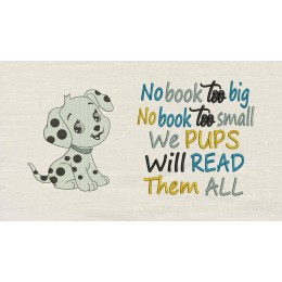 Dalmatian Dog No book too big reading pillow embroidery designs