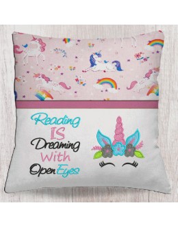 Unicorn Face with reading is dreaming
