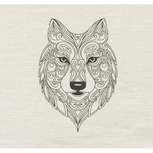 Wolf line embroidery design