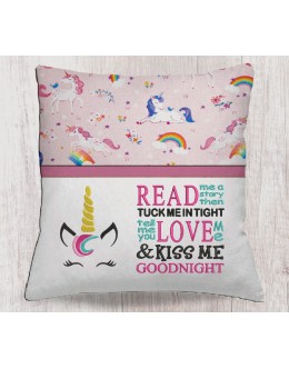 Unicorn jeune embroidery with read me a story