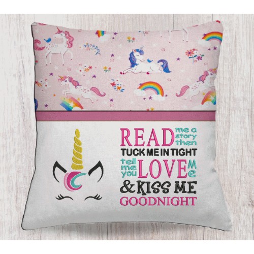 Unicorn jeune embroidery with read me a story