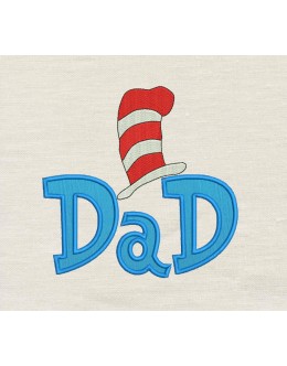 Hat in the cat dad embroidery design