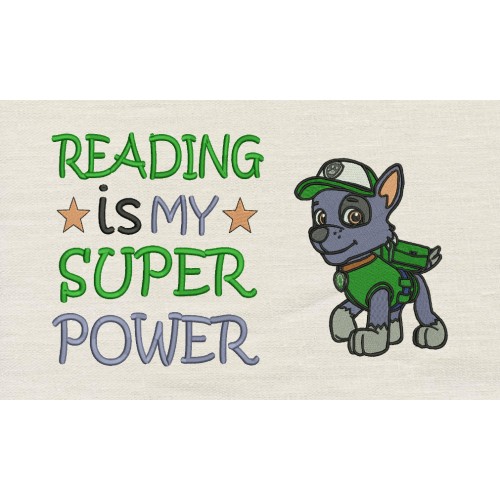 Rocky embroidery Reading is My Super power