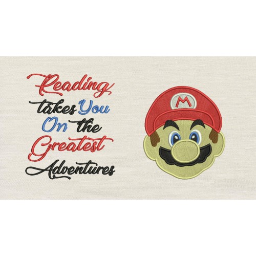 Mario Embroidery v2 with reading takes you