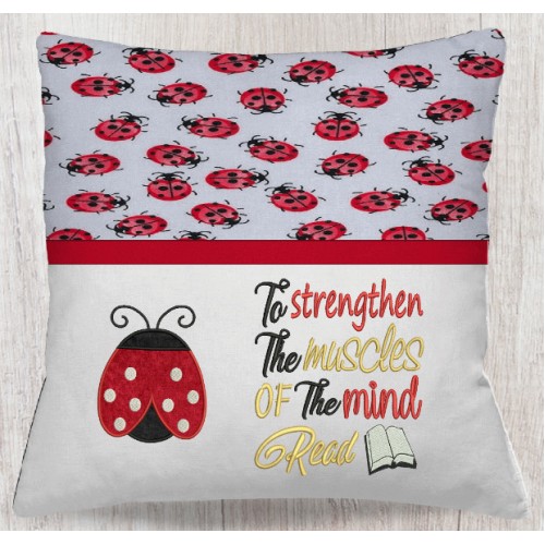 Ladybug To Strengthen read reading Pillow Embroidery Designs