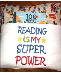 Reading is My Super power embroidery