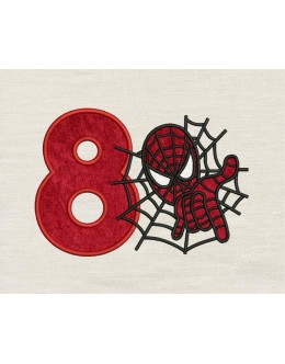 Spiderman with number 8 embroidery