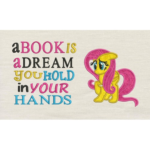 Fluttershy applique with A book is a dream