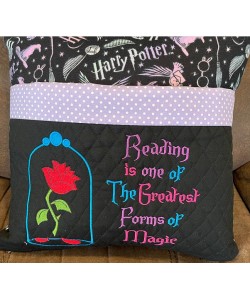 Belle Rose with reading is one Reading pillow embroidery designs