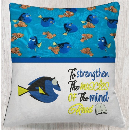 Dory fish with To strengthen reading pillow embroidery designs