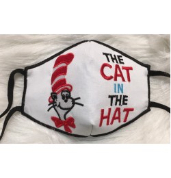 Face mask the cat in the hat For kids and adult in the hoop design