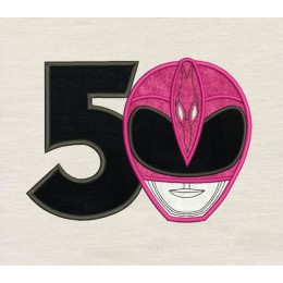 Power rangers pink birthday number 5 embroidery design