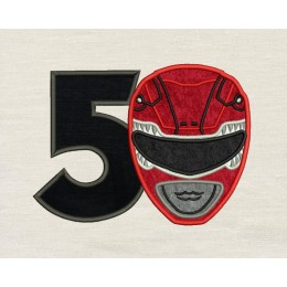 Power Rangers birthday number 5 embroidery design