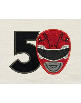 Power Rangers birthday number 5 embroidery design