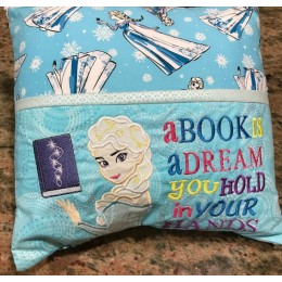 Elsa Frozen a book is a dream reading pillow embroidery designs