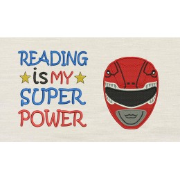 Power Rangers Reading is My Superpower reading pillow embroidery designs