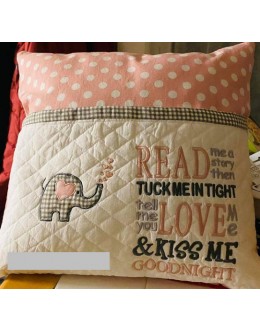 Elephant Hearts read me a story reading pillow embroidery designs