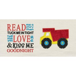 Dump truck with read me a story Reading Pillow