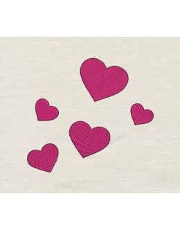 Five hearts embroidery design