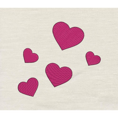 Five hearts embroidery design