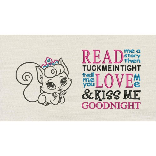 Cat princess with Read me a story Embroidery design