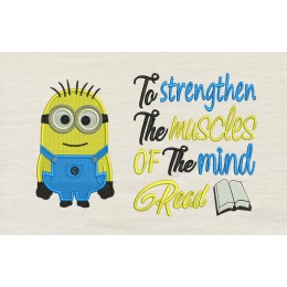 Minion Bob with To strengthen reading pillow embroidery designs