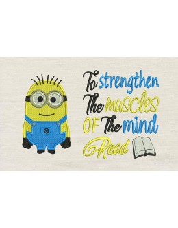 Minion Bob with To strengthen reading pillow embroidery designs