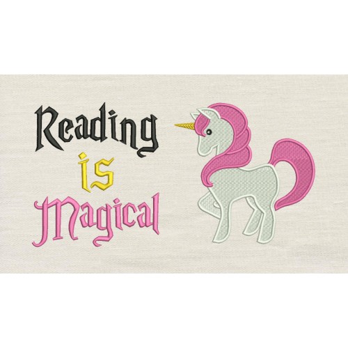 Unicorn embroidery with Reading is Magical