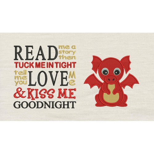 Baby Dragon Embroidery with read me a story