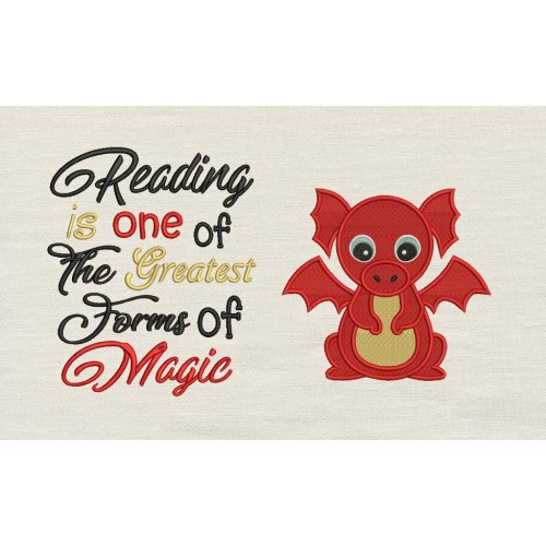 Baby Dragon Embroidery with Reading is one of