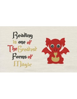 Baby Dragon Embroidery with Reading is one
