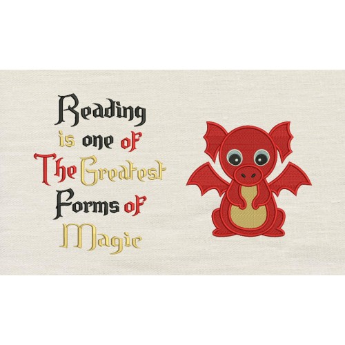 Baby Dragon Embroidery with Reading is one