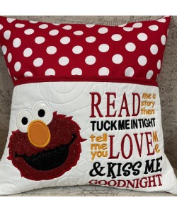 Elmo applique with read me a story reading pillow embroidery designs