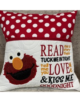 Elmo applique with read me a story reading pillow
