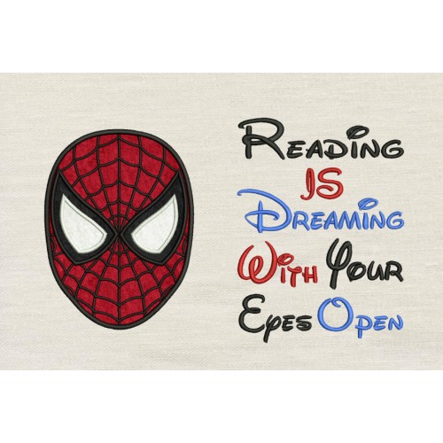 Spiderman face with reading is dreaming