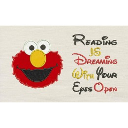 Elmo applique with Reading is dreaming Reading Pillow