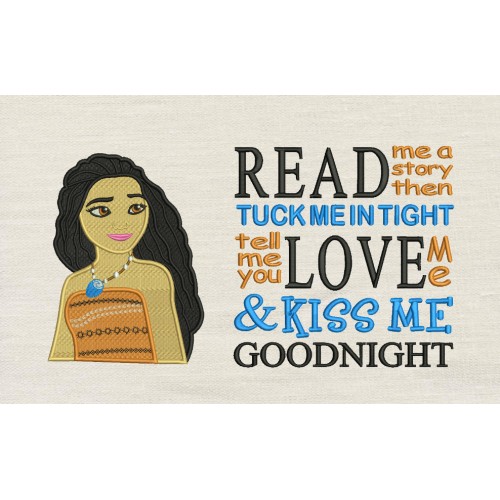 Moana emboidery with Read me a story
