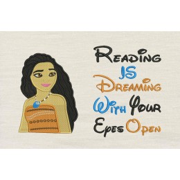 Moana emboidery with reading is dreaming Moana emboidery with reading is dreaming