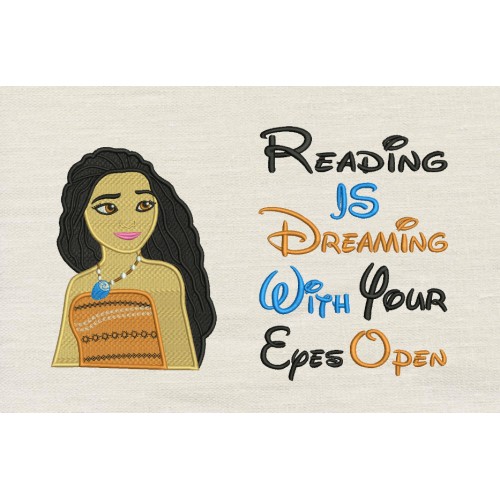 Moana emboidery with reading is dreaming