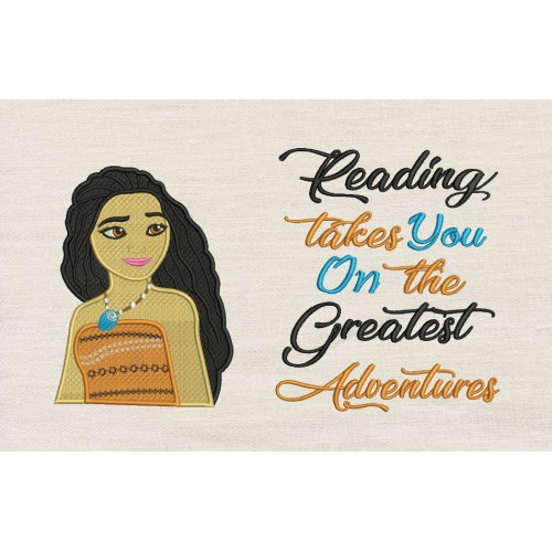 Moana emboidery with reading takes you