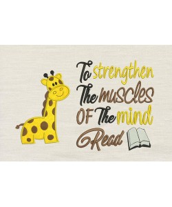 Giraffe with To strengthen reading pillow embroidery designs