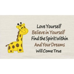 Giraffe with Love yourself reading pillow embroidery designs