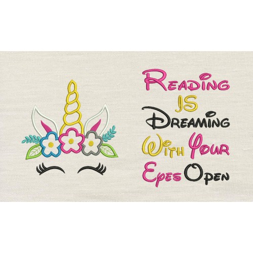 Unicorn empty with reading is dreaming