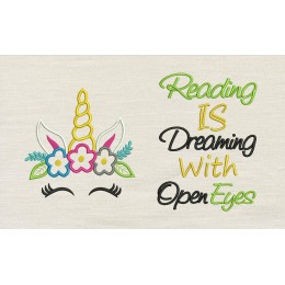 Unicorn empty with reading is dreaming Embroidery